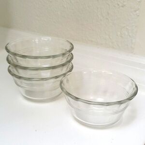 Pyrex 4 Vintage #463 Clear Glass Ring Scalloped Custard Cups Bowls 6oz/175ml